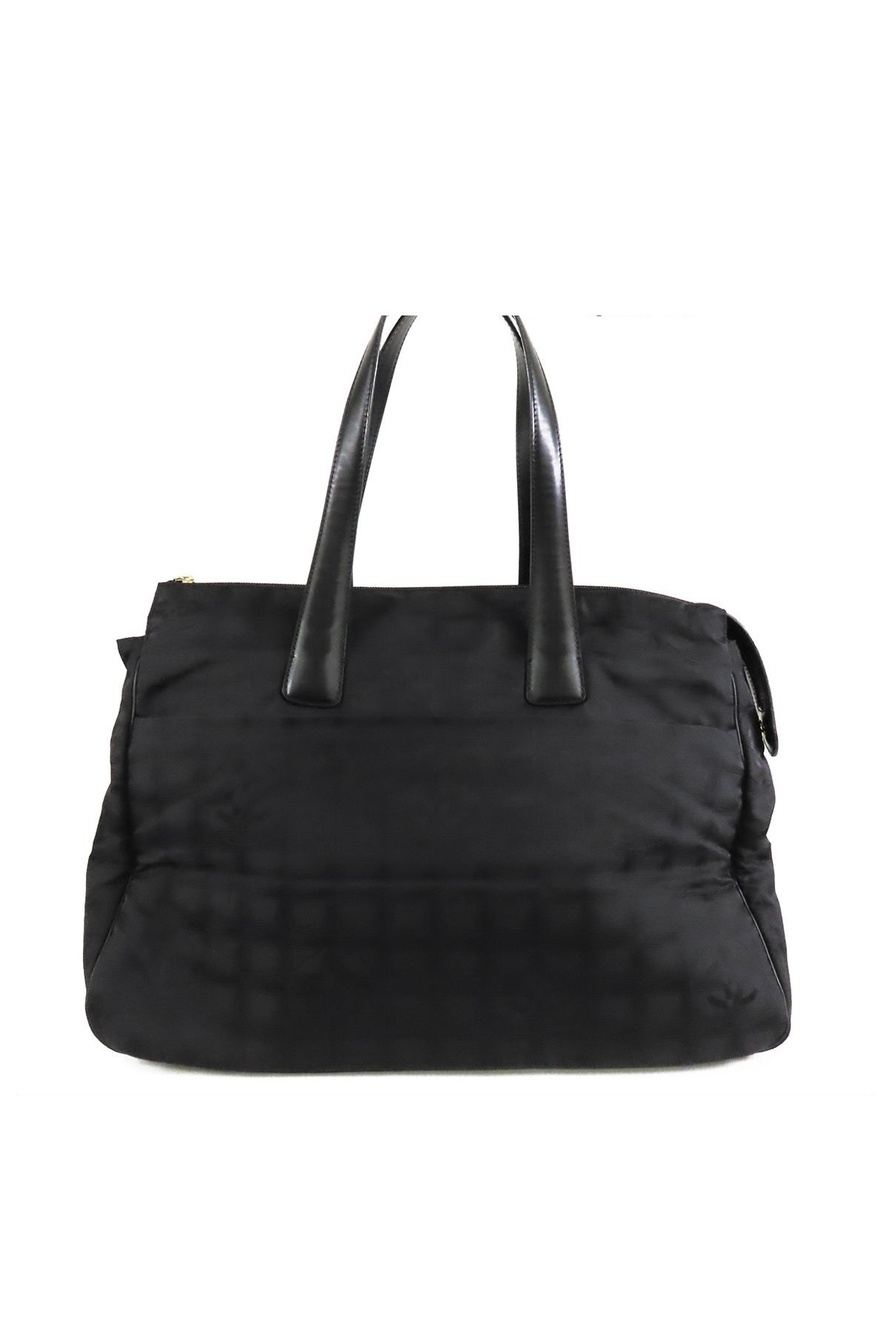 Chanel New Travel Line Boston Bag Black Gold Nylon Leather